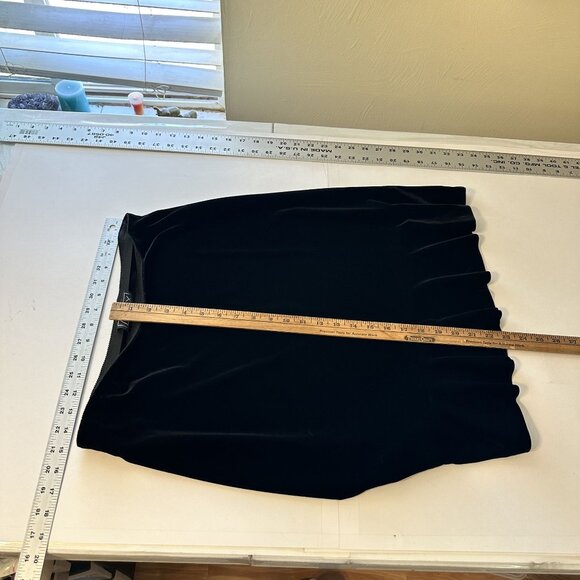 Alex Evenings Black Velvet Skirt Flared Hem Large Vtg 90s Knee Length Evenings - Picture 5 of 8
